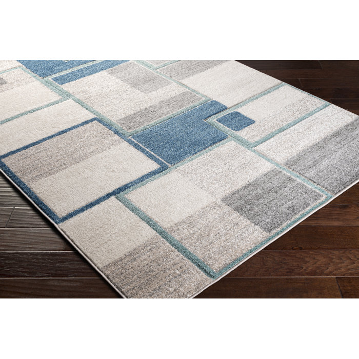 Orren Ellis Hatsu Flatweave Performance Gray/Teal Rug Wayfair